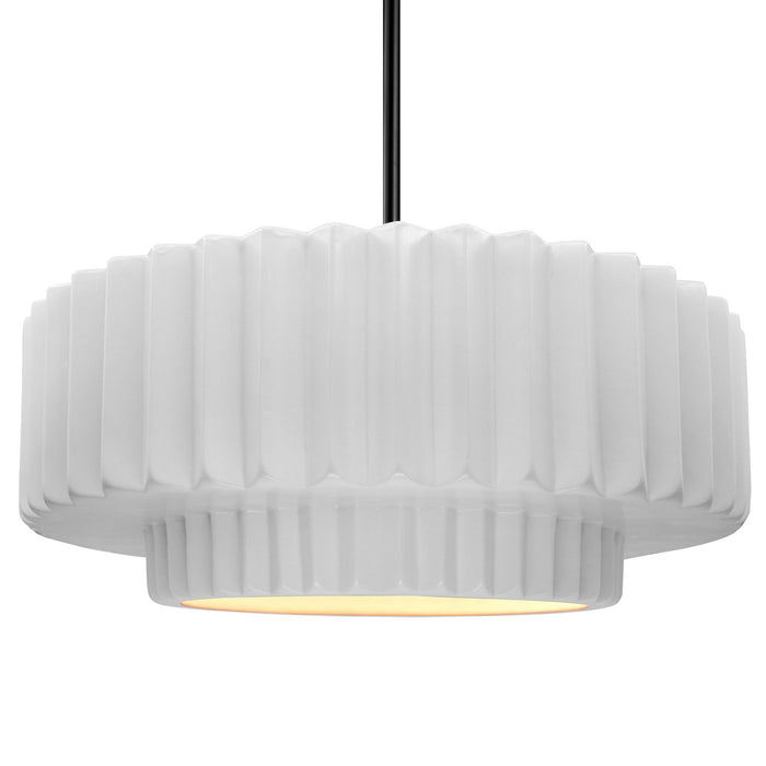 Justice Designs - CER-6555-WHT-MBLK-RIGID - One Light Pendant - Radiance - Gloss White