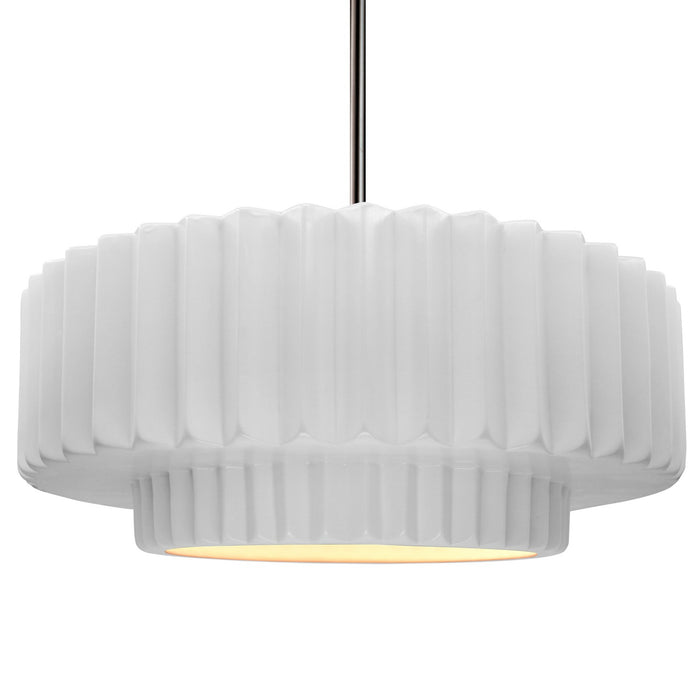 Justice Designs - CER-6555-WHT-NCKL-RIGID - One Light Pendant - Radiance - Gloss White