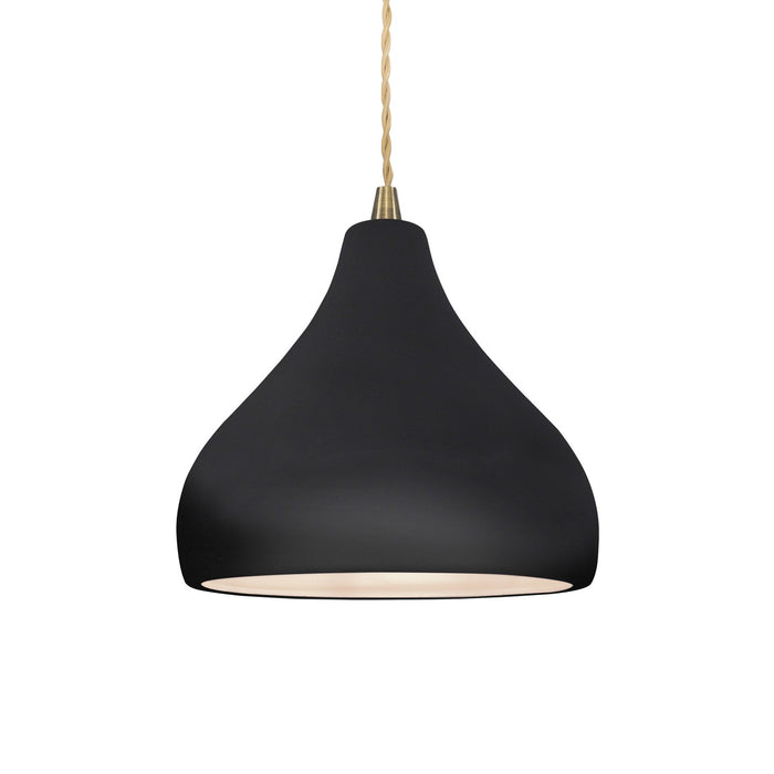 Justice Designs - CER-6560-BKMT-ABRS-BEIG-TWST - One Light Pendant - Radiance - Gloss Black w/ Matte White