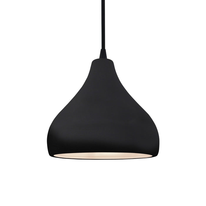 Justice Designs - CER-6560-BKMT-MBLK-BKCD - One Light Pendant - Radiance - Gloss Black w/ Matte White