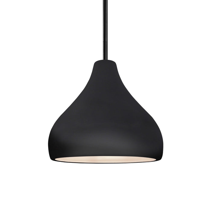 Justice Designs - CER-6560-BKMT-MBLK-RIGID - One Light Pendant - Radiance - Gloss Black w/ Matte White