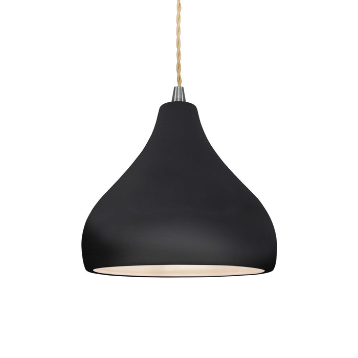 Justice Designs - CER-6560-BKMT-NCKL-BEIG-TWST - One Light Pendant - Radiance - Gloss Black w/ Matte White