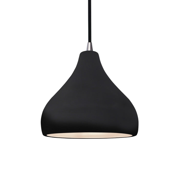 Justice Designs - CER-6560-BKMT-NCKL-BKCD - One Light Pendant - Radiance - Gloss Black w/ Matte White