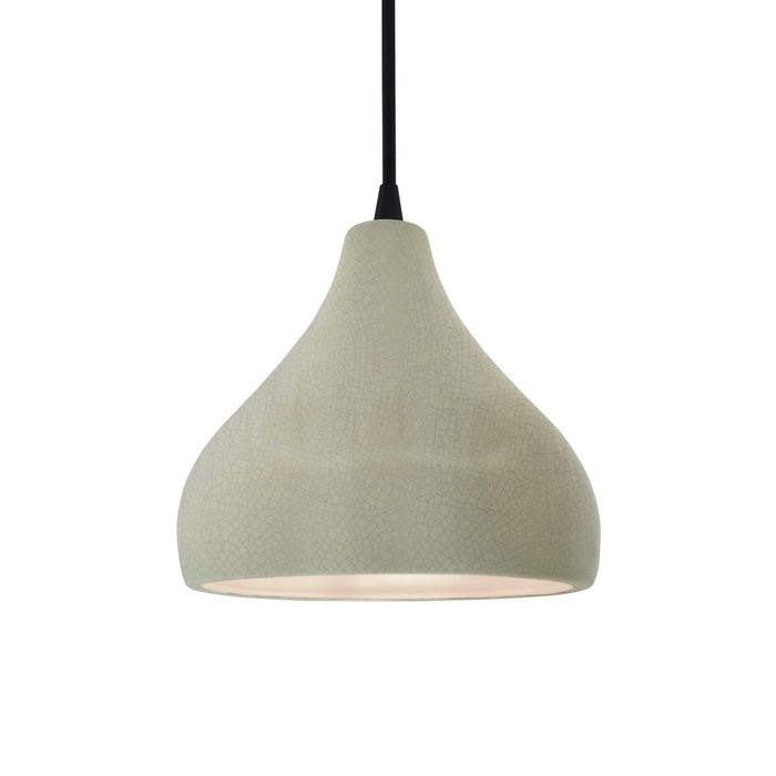 Justice Designs - CER-6560-CKC-MBLK-BKCD - One Light Pendant - Radiance - Celadon Green Crackle