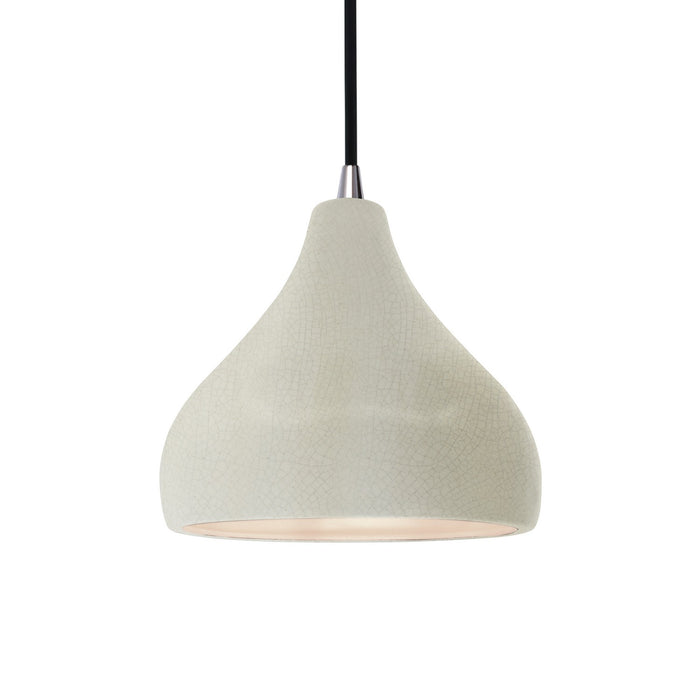 Justice Designs - CER-6560-CRK-NCKL-BKCD - One Light Pendant - Radiance - White Crackle