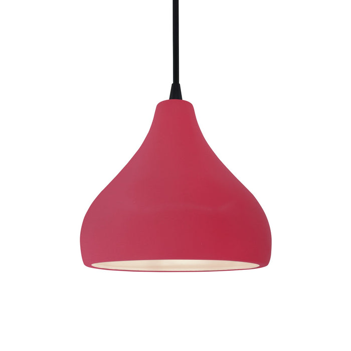 Justice Designs - CER-6560-CRSE-MBLK-BKCD - One Light Pendant - Radiance - Cerise