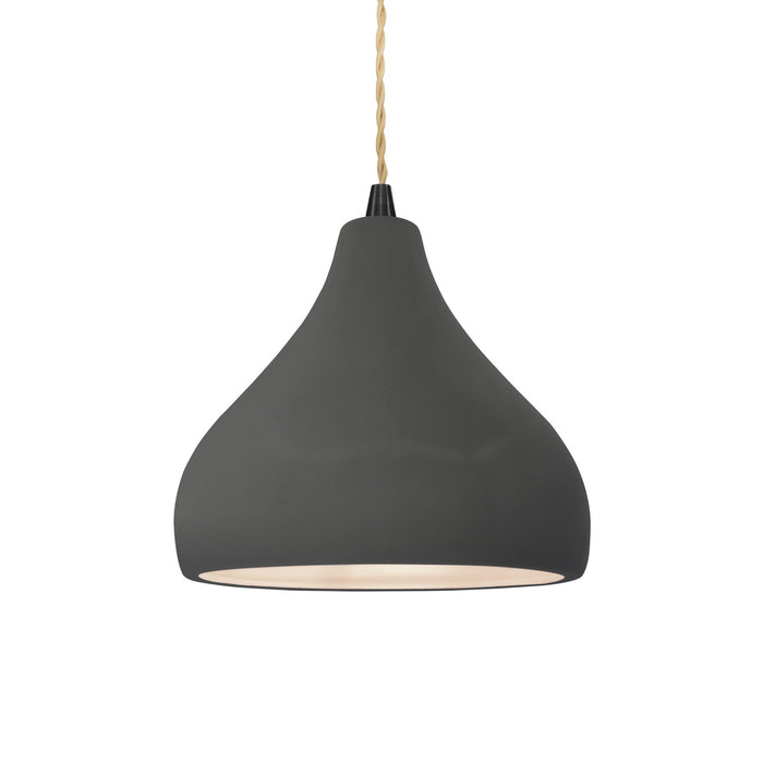 Justice Designs - CER-6560-GRY-MBLK-BEIG-TWST - One Light Pendant - Radiance - Gloss Grey