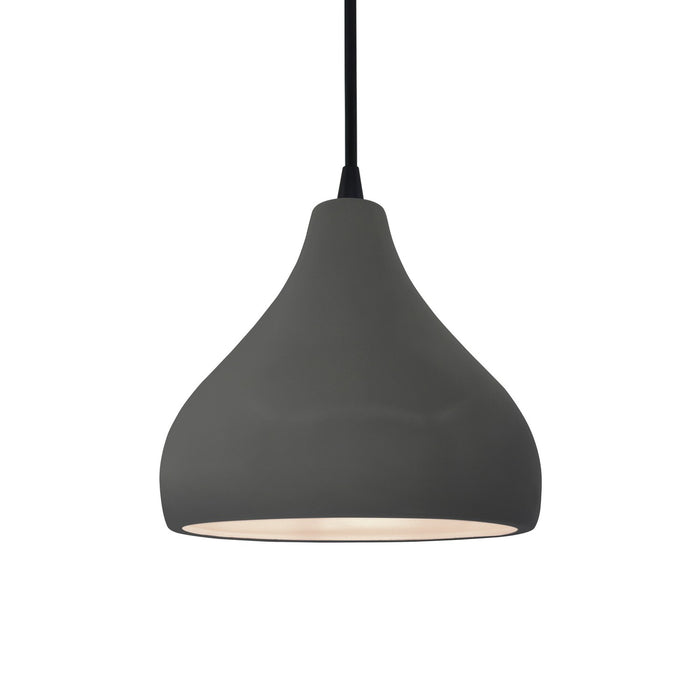 Justice Designs - CER-6560-GRY-MBLK-BKCD - One Light Pendant - Radiance - Gloss Grey