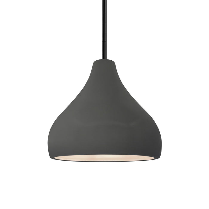 Justice Designs - CER-6560-GRY-MBLK-RIGID - One Light Pendant - Radiance - Gloss Grey