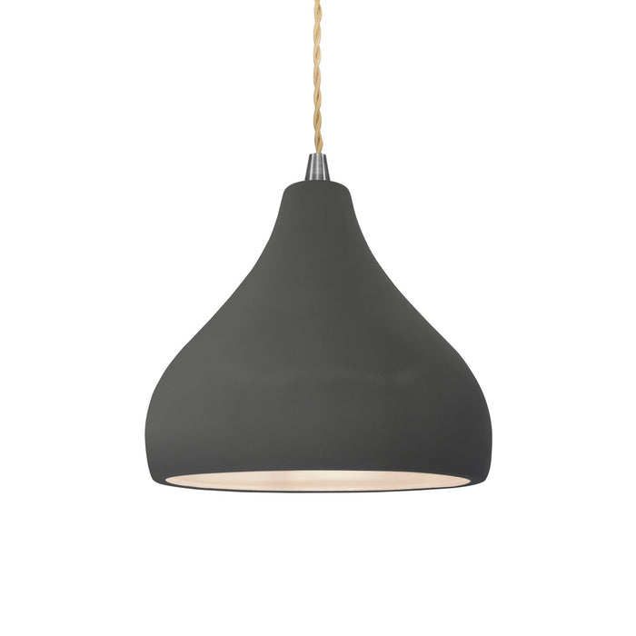 Justice Designs - CER-6560-GRY-NCKL-BEIG-TWST - One Light Pendant - Radiance - Gloss Grey