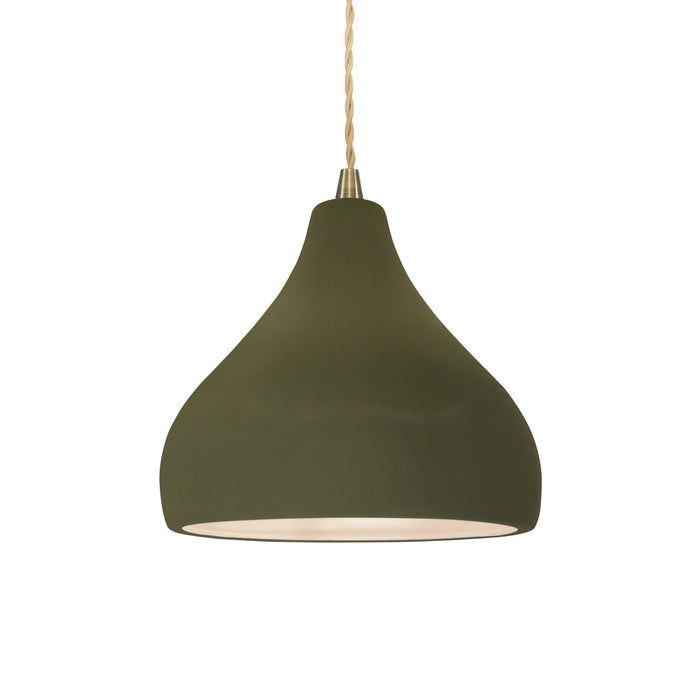 Justice Designs - CER-6560-MGRN-ABRS-BEIG-TWST - One Light Pendant - Radiance - Matte Green