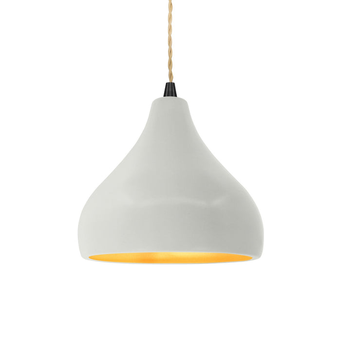 Justice Designs - CER-6560-MTGD-MBLK-BEIG-TWST - One Light Pendant - Radiance - Matte White w/ Champagne Gold