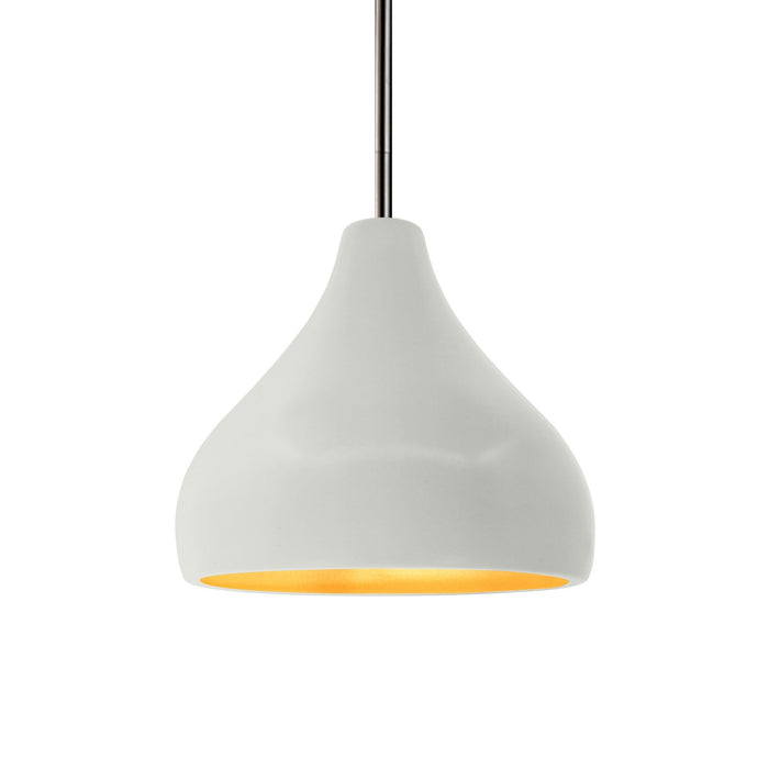 Justice Designs - CER-6560-MTGD-NCKL-RIGID - One Light Pendant - Radiance - Matte White w/ Champagne Gold