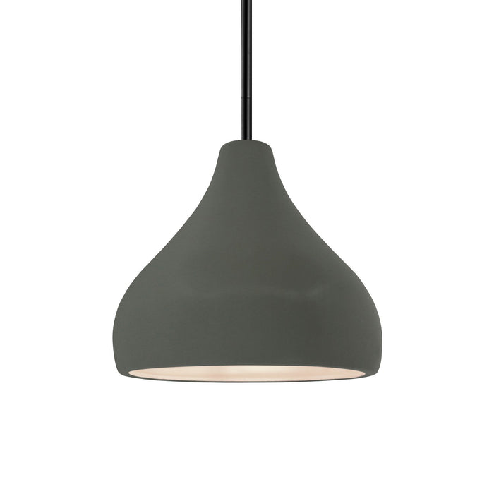 Justice Designs - CER-6560-PWGN-MBLK-RIGID - One Light Pendant - Radiance - Pewter Green