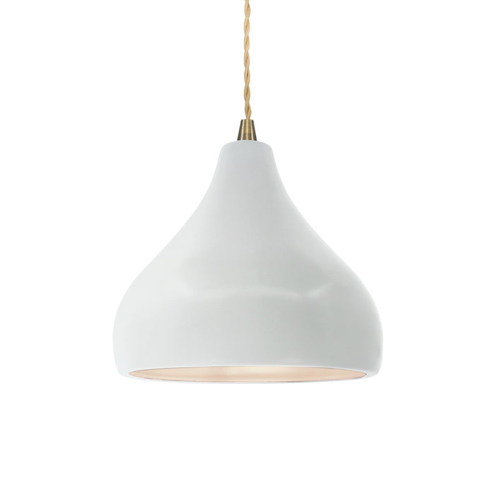 Justice Designs - CER-6560-WHT-ABRS-BEIG-TWST - One Light Pendant - Radiance - Gloss White