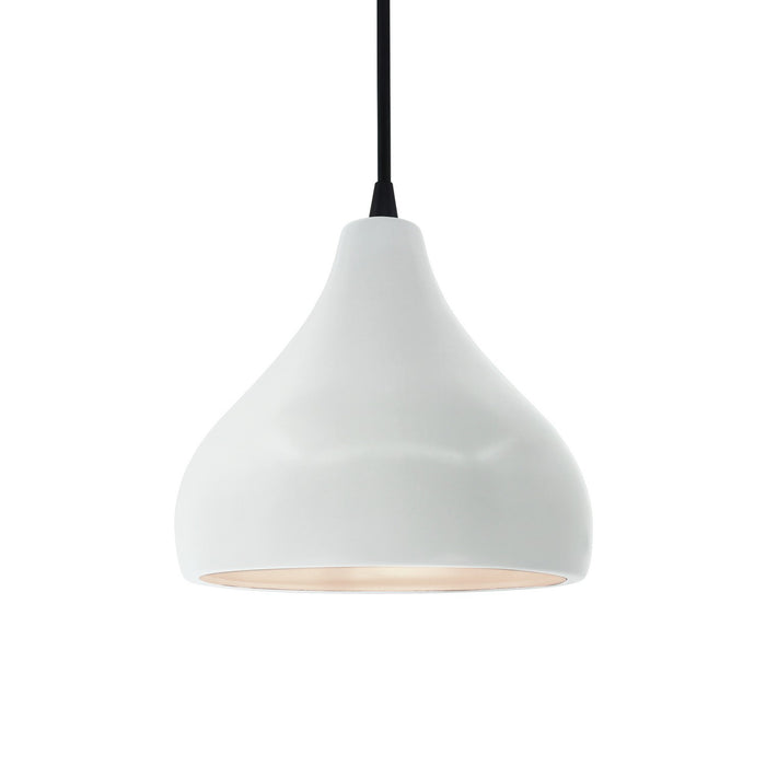 Justice Designs - CER-6560-WHT-MBLK-BKCD - One Light Pendant - Radiance - Gloss White