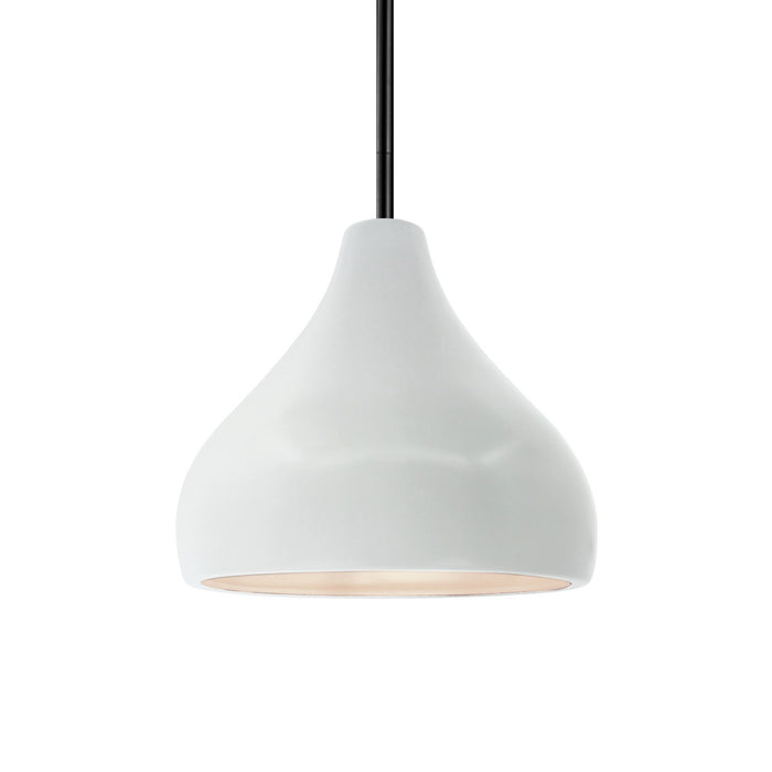 Justice Designs - CER-6560-WHT-MBLK-RIGID - One Light Pendant - Radiance - Gloss White