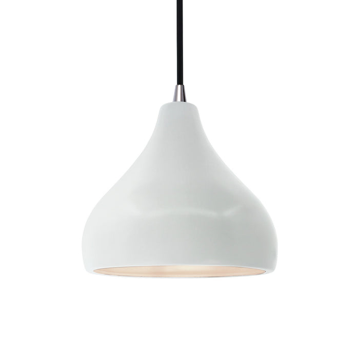 Justice Designs - CER-6560-WHT-NCKL-BKCD - One Light Pendant - Radiance - Gloss White