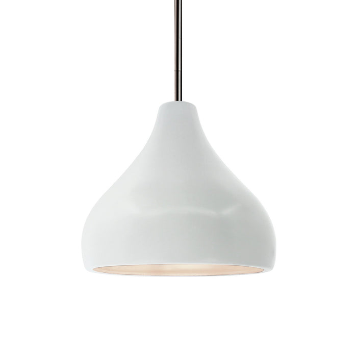 Justice Designs - CER-6560-WHT-NCKL-RIGID - One Light Pendant - Radiance - Gloss White