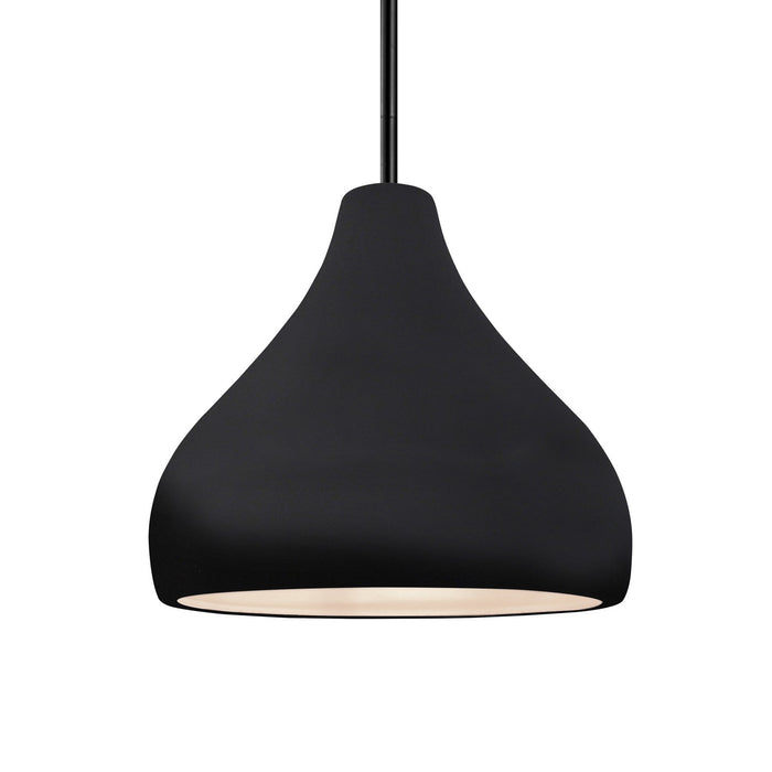 Justice Designs - CER-6563-BKMT-MBLK-RIGID - One Light Pendant - Radiance - Gloss Black w/ Matte White