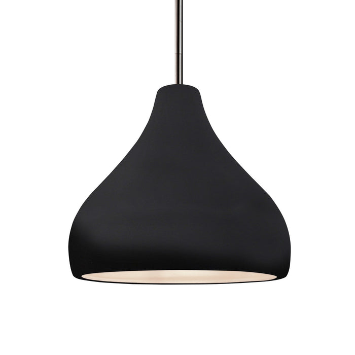 Justice Designs - CER-6563-BKMT-NCKL-RIGID - One Light Pendant - Radiance - Gloss Black w/ Matte White