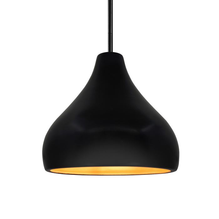 Justice Designs - CER-6563-CBGD-MBLK-RIGID - One Light Pendant - Radiance - Carbon Matte Black w/ Champagne Gold