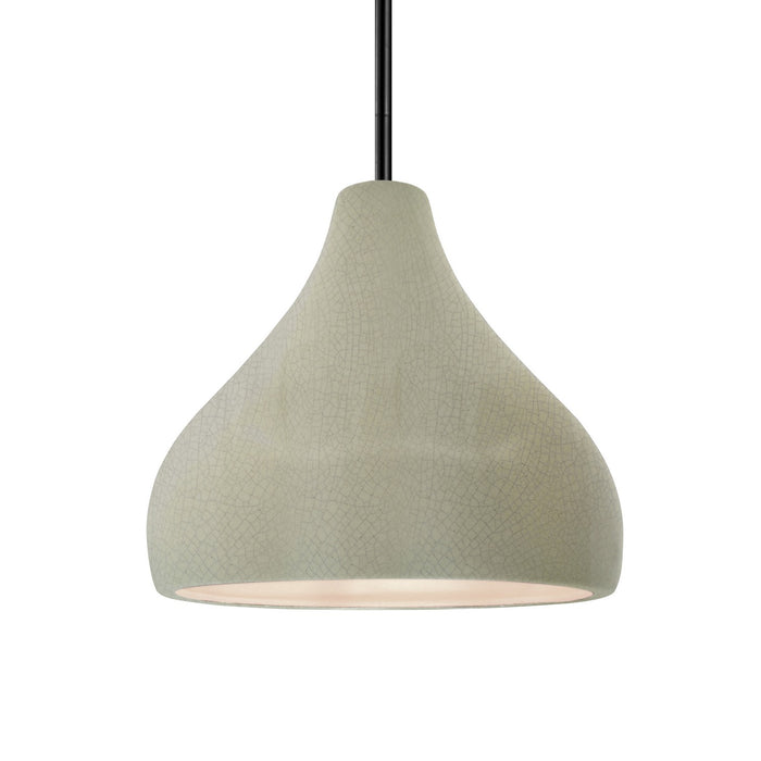 Justice Designs - CER-6563-CKC-MBLK-RIGID - One Light Pendant - Radiance - Celadon Green Crackle