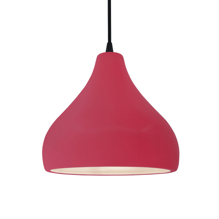 Justice Designs - CER-6563-CRSE-MBLK-BKCD - One Light Pendant - Radiance - Cerise