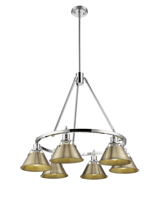 Golden - 3306-6 CH-AB - Six Light Chandelier - Orwell - Chrome