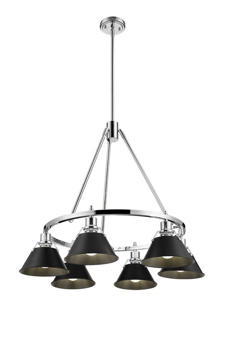 Golden - 3306-6 CH-BLK - Six Light Chandelier - Orwell - Chrome