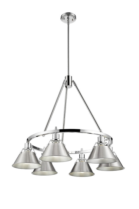 Golden - 3306-6 CH-PW - Six Light Chandelier - Orwell - Chrome