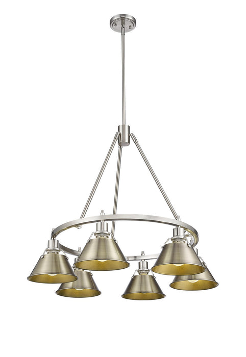 Golden - 3306-6 PW-AB - Six Light Chandelier - Orwell - Pewter