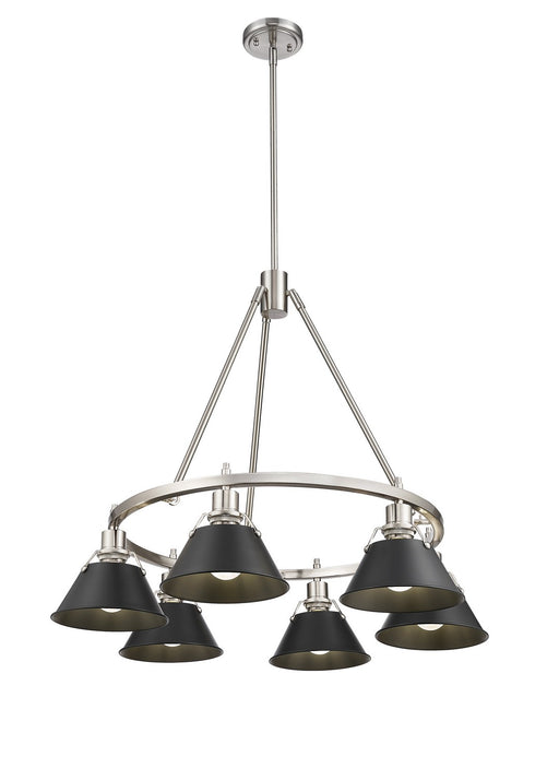 Golden - 3306-6 PW-BLK - Six Light Chandelier - Orwell - Pewter