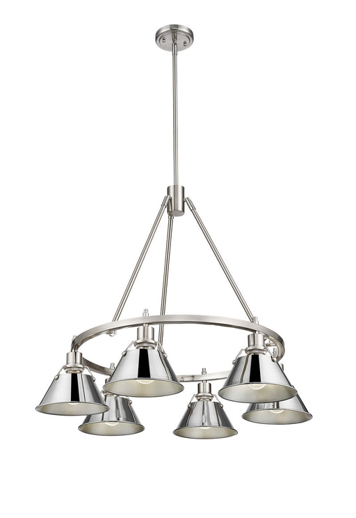 Golden - 3306-6 PW-CH - Six Light Chandelier - Orwell - Pewter