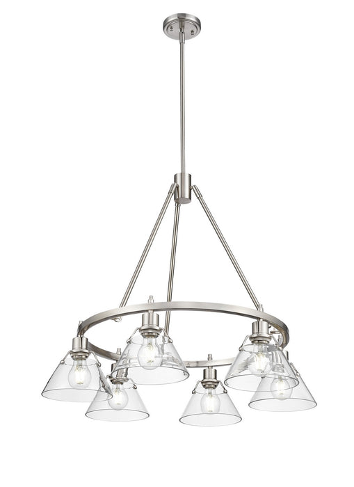 Golden - 3306-6 PW-CLR - Six Light Chandelier - Orwell - Pewter