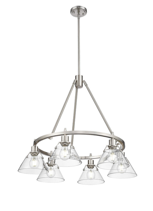 Golden - 3306-6 PW-CLR - Six Light Chandelier - Orwell - Pewter