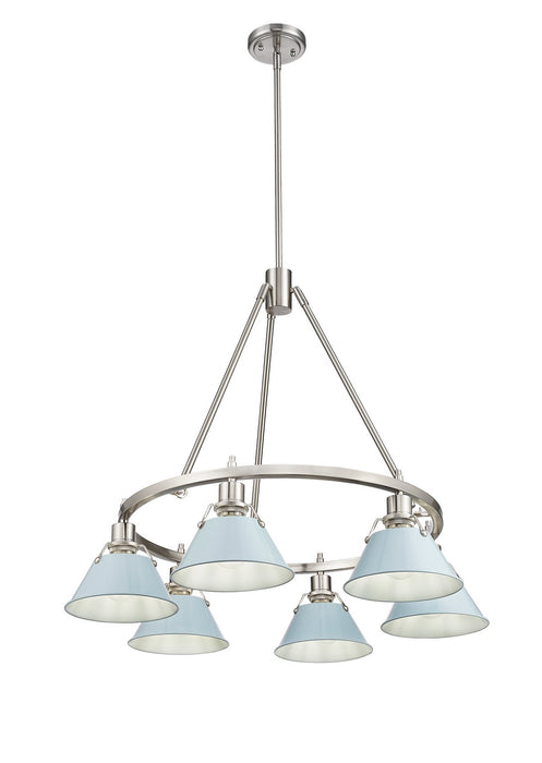Golden - 3306-6 PW-DB - Six Light Chandelier - Orwell - Pewter