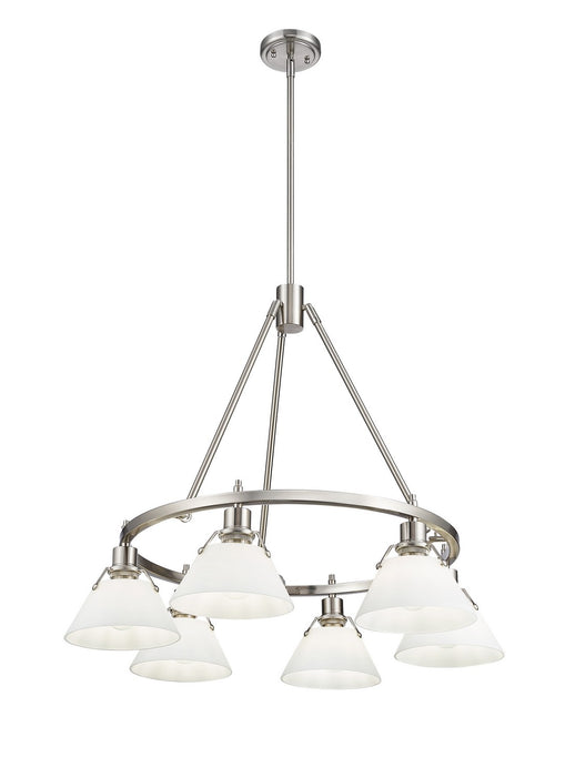 Golden - 3306-6 PW-OP - Six Light Chandelier - Orwell - Pewter