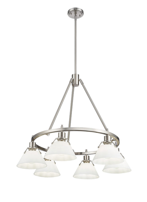 Golden - 3306-6 PW-OP - Six Light Chandelier - Orwell - Pewter