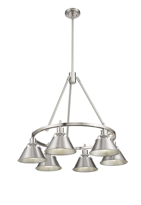 Golden - 3306-6 PW-PW - Six Light Chandelier - Orwell - Pewter