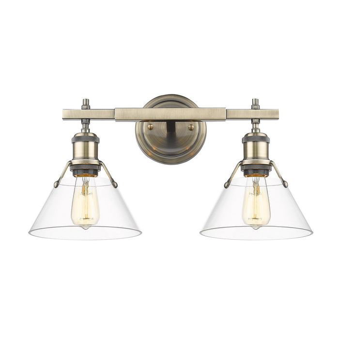 Golden - 3306-BA2 AB-CLR - Two Light Bath Vanity - Orwell - Aged Brass
