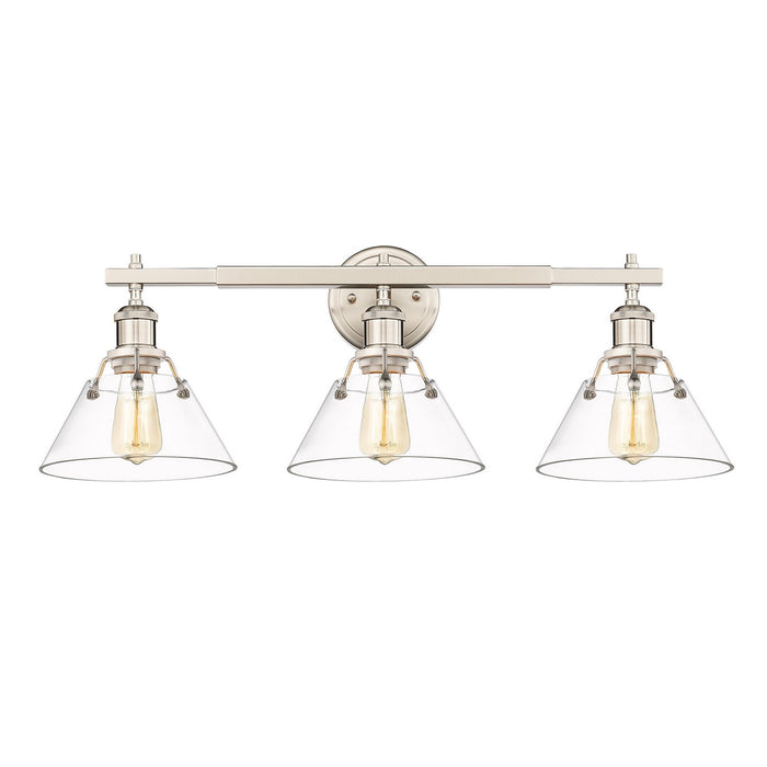 Golden - 3306-BA3 PW-CLR - Three Light Bath Vanity - Orwell - Pewter