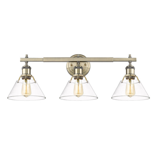 Orwell Three Light Bath Vanity Aged Brass