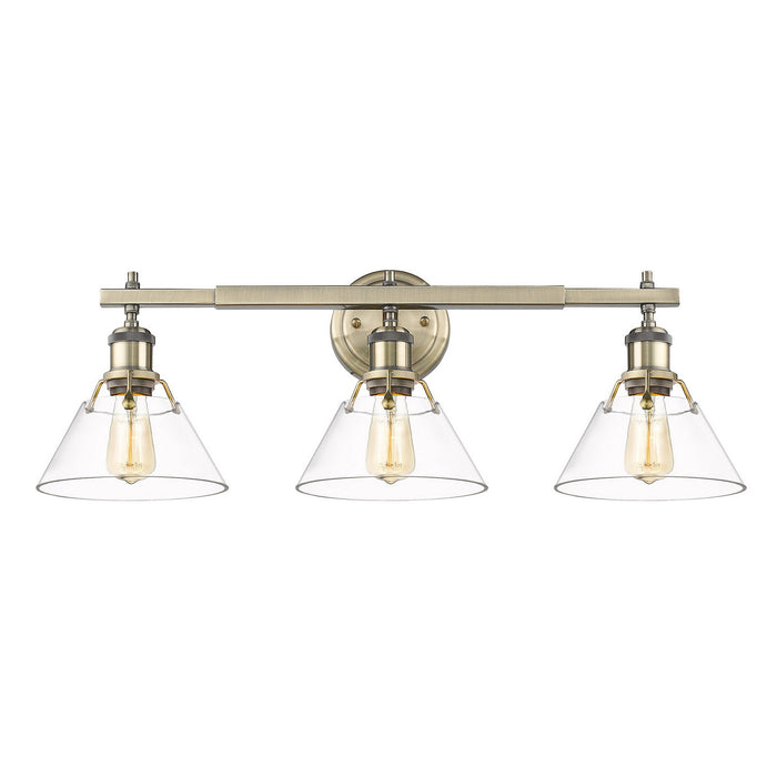 Golden - 3306-BA3 AB-CLR - Three Light Bath Vanity - Orwell - Aged Brass