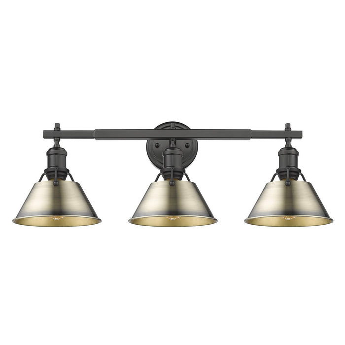 Golden - 3306-BA3 BLK-AB - Three Light Bath Vanity - Orwell - Matte Black