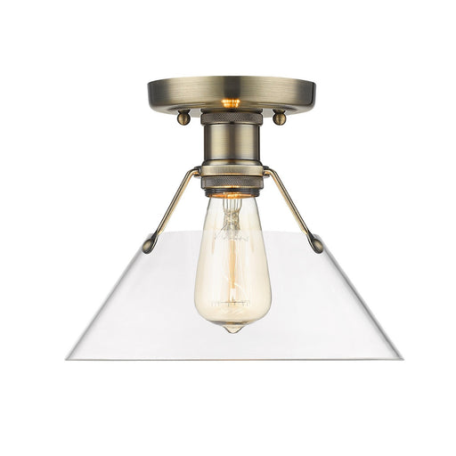 Orwell One Light Flush Mount Aged Brass