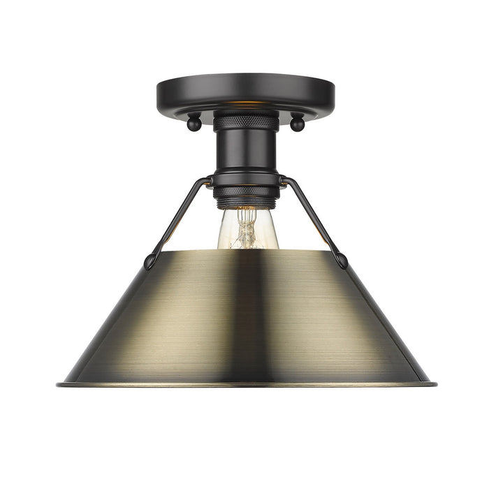 Golden - 3306-FM BLK-AB - One Light Flush Mount - Orwell - Matte Black