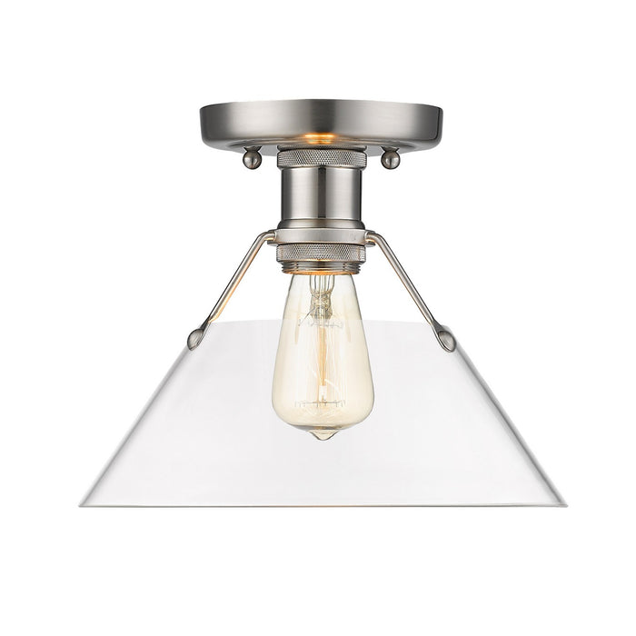 Golden - 3306-FM PW-CLR - One Light Flush Mount - Orwell - Pewter