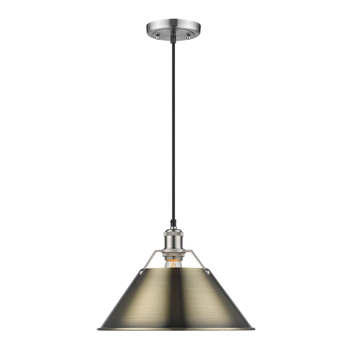 Golden - 3306-L PW-AB - One Light Pendant - Orwell - Pewter