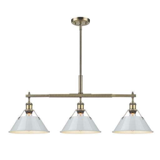 Orwell Three Light Linear Pendant Aged Brass